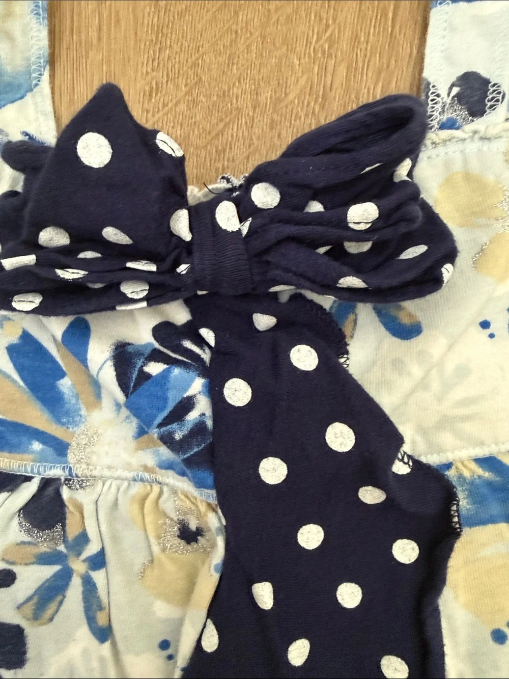 Justice Girls Floral Navy Polka Dot Bow Tank Top